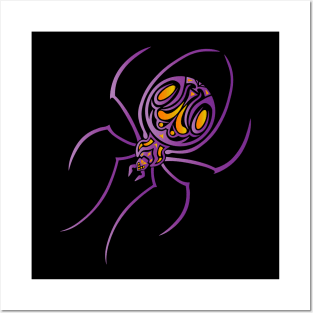 Purple and Gold Tattoo / Tribal Art Spider Posters and Art